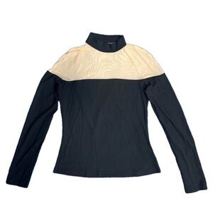 ⭐️ Shein black ribbed and mesh long-sleeve mock-neck top- size medium